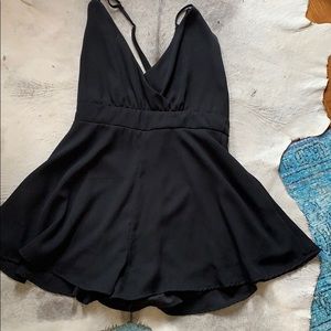 Beautiful Medium Deep V spaghetti strap chic black Romper